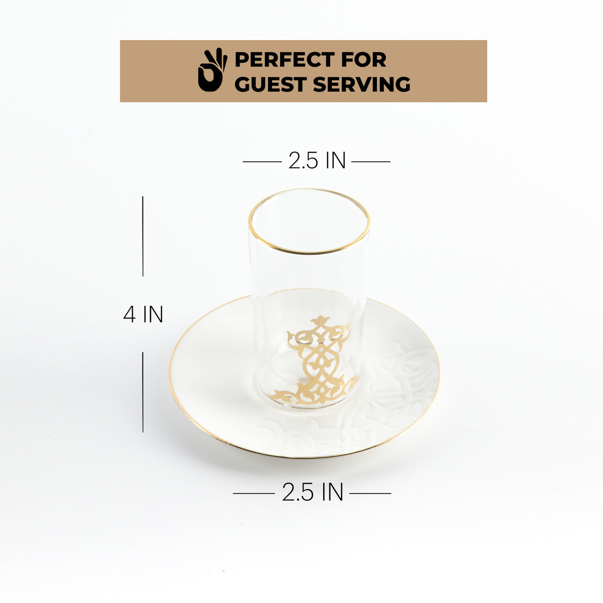 Naqsh - Tea Set (12-Pc) - White & Gold