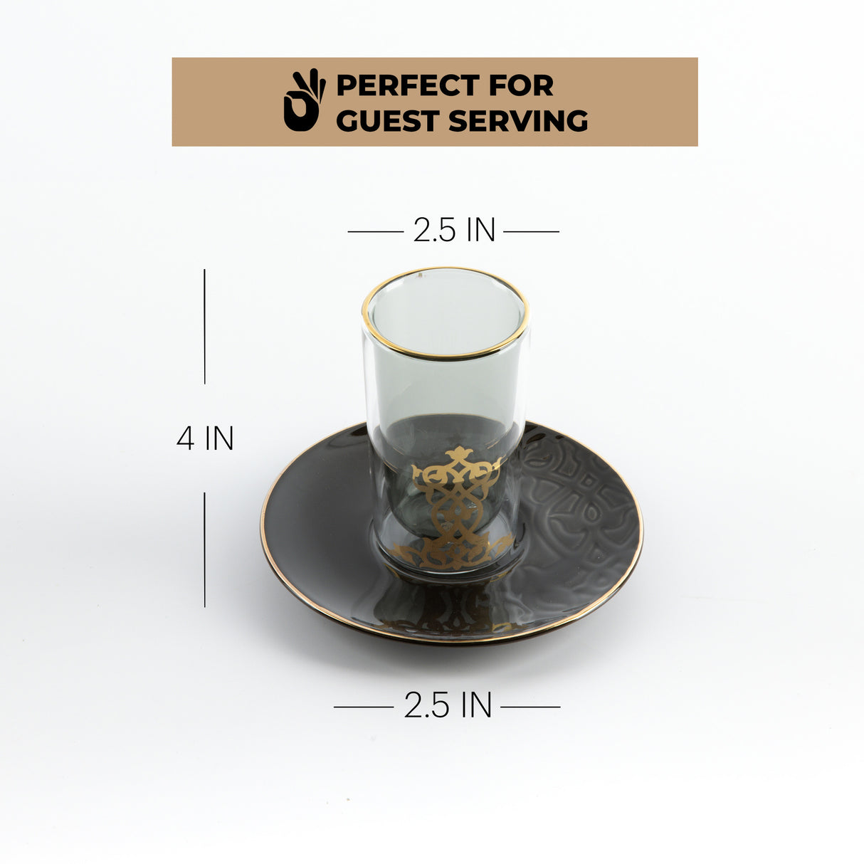 Naqsh - Tea Set (12-Pc) - Black & Gold