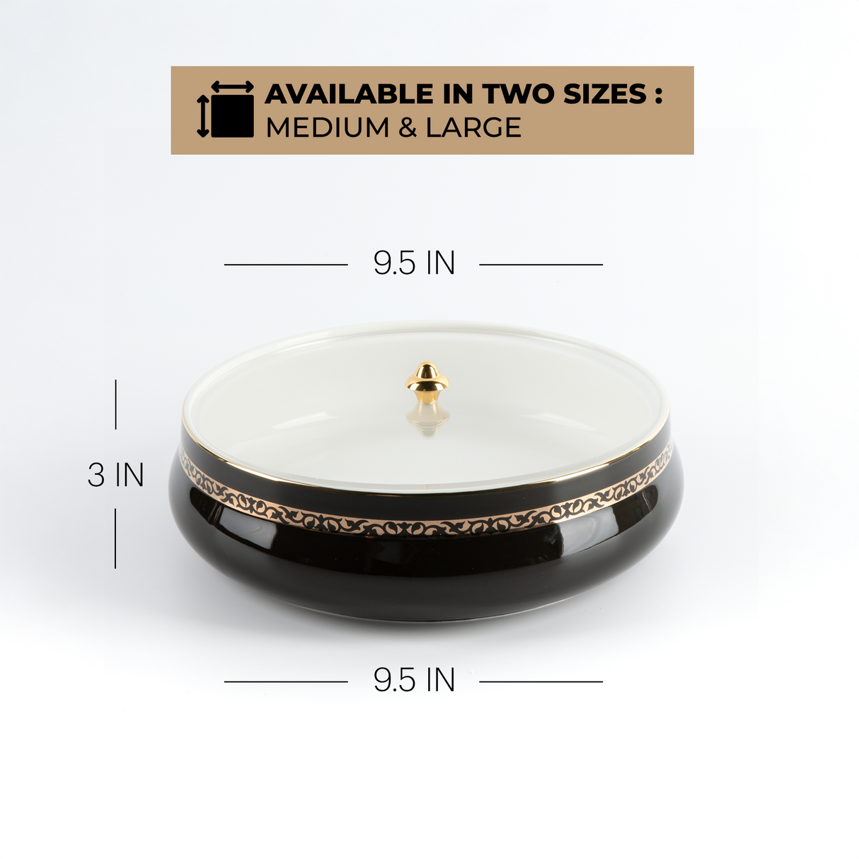 Naqsh - Large Decorative Canister - Black & Gold