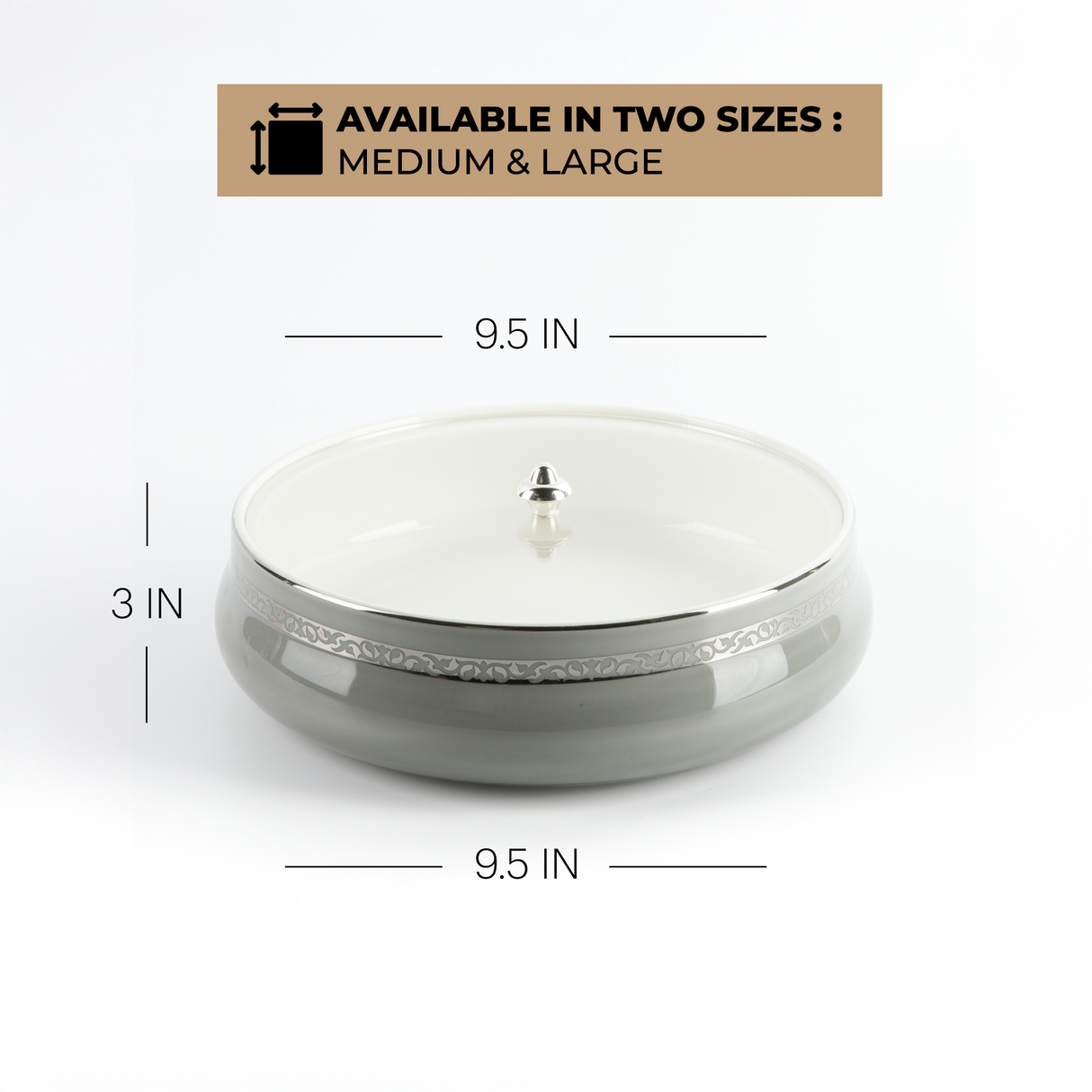 Naqsh - Large Decorative Canister - Grey & Silver