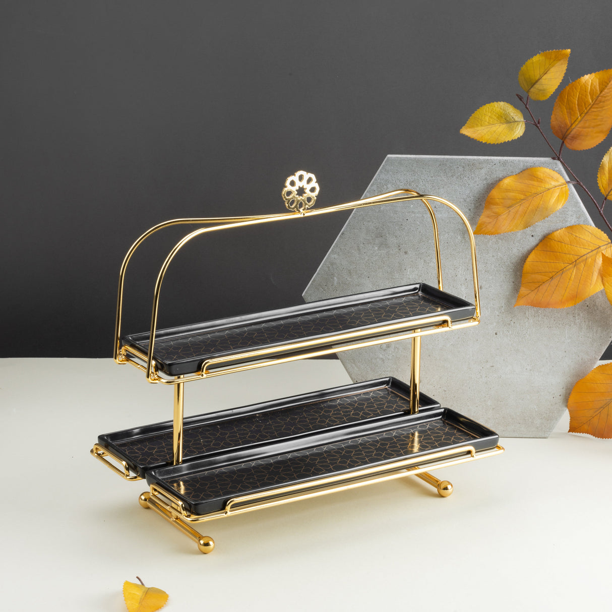 Limited Edition - Serving Tiered Platter - Black & Gold