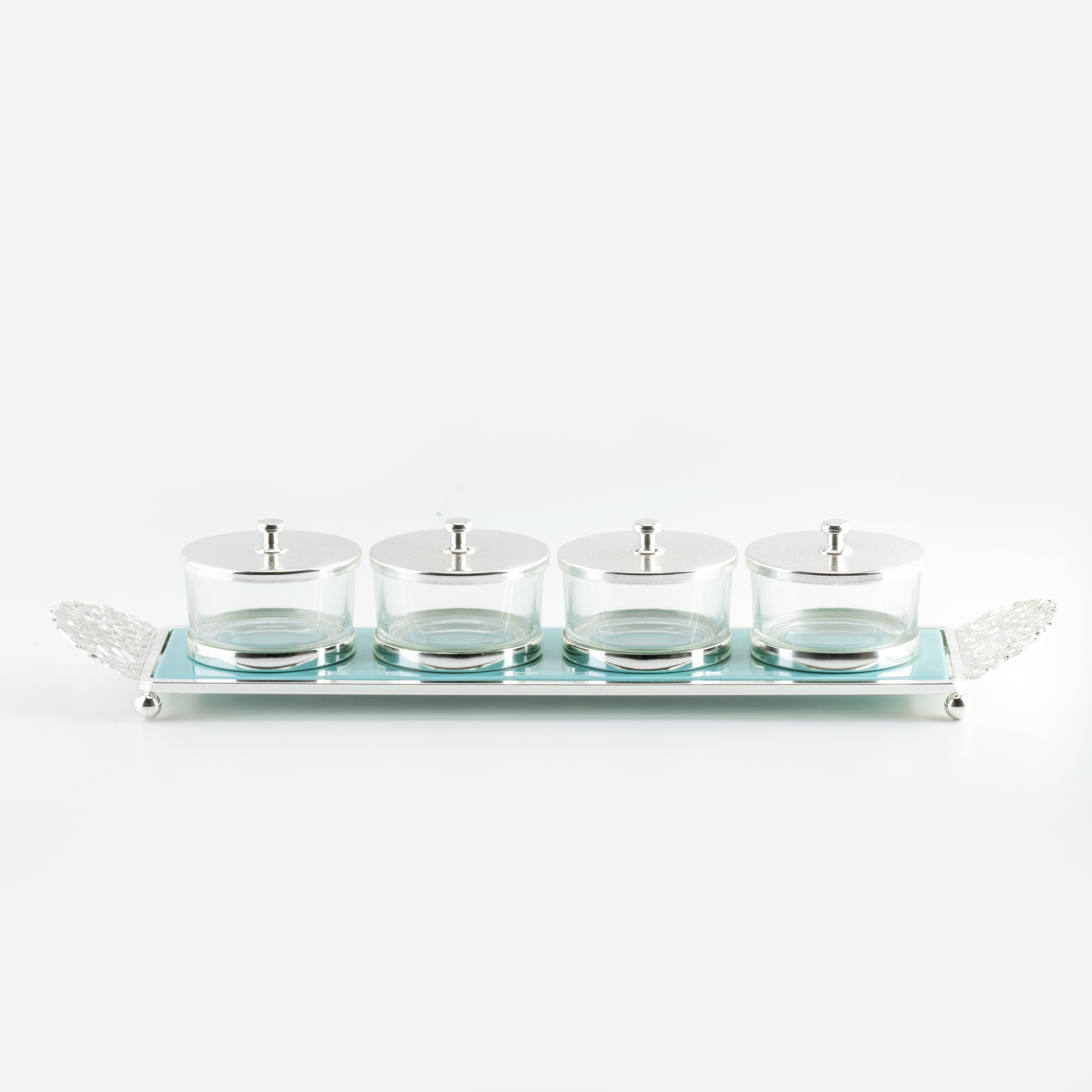Limited Edition - Snack Serving set (4 Bowls)- Blue & Silver
