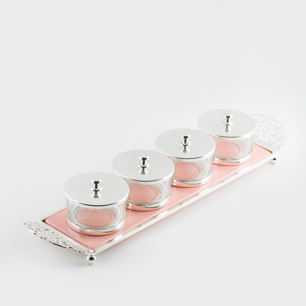 Limited Edition - Snack Serving set (4 Bowls)- Pink & Silver