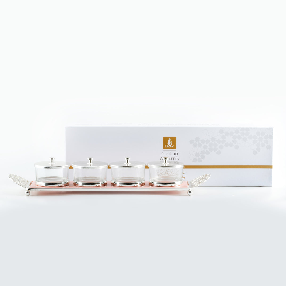 Limited Edition - Snack Serving set (4 Bowls)- Pink & Silver