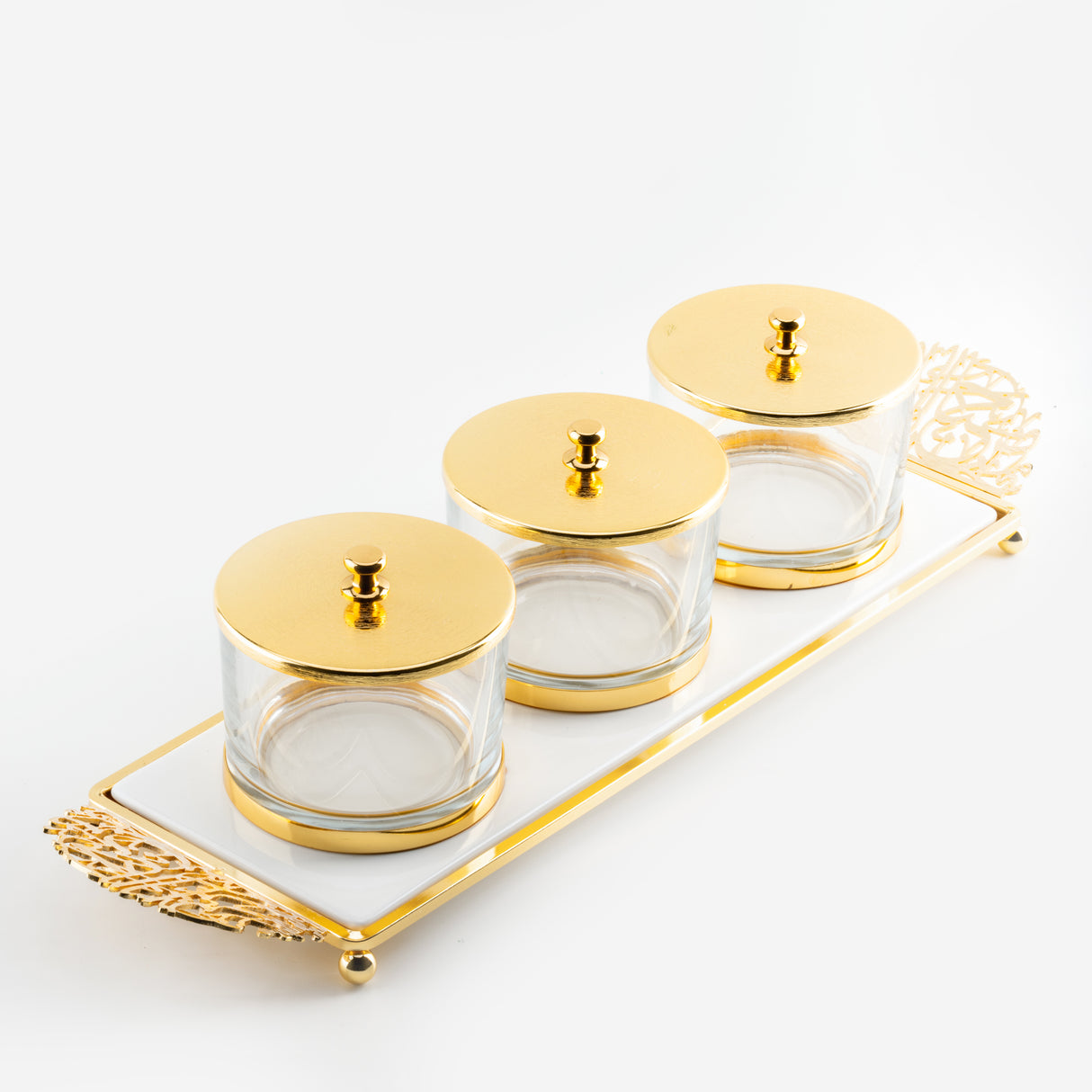 Limited Edition - Snack Serving set (3 Bowls)- White & Gold