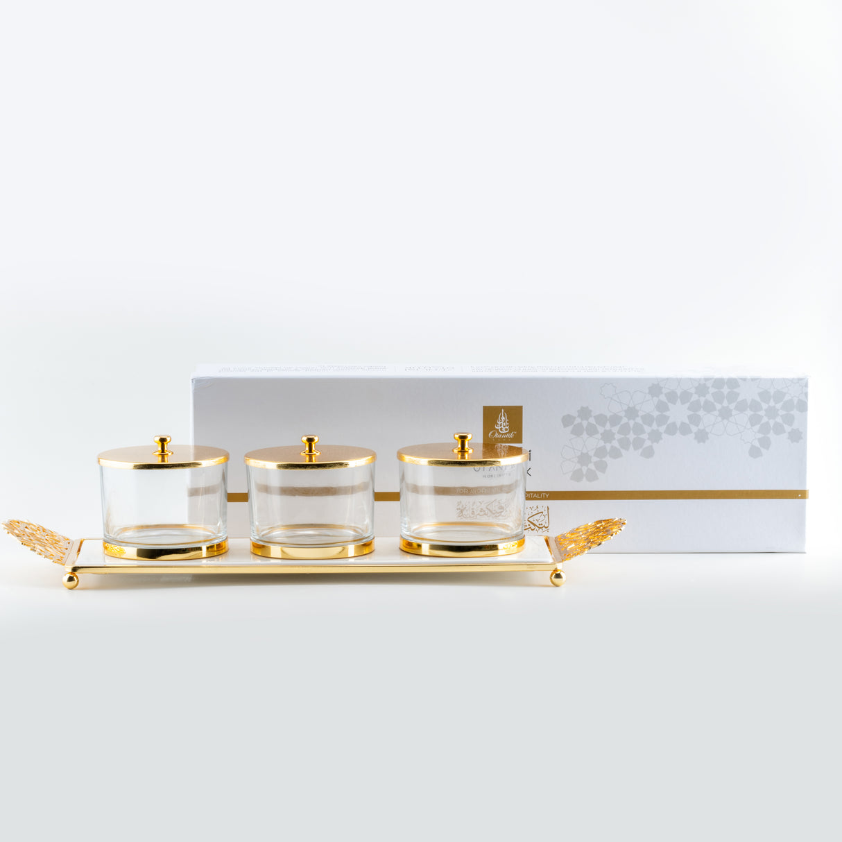 Limited Edition - Snack Serving set (3 Bowls)- White & Gold