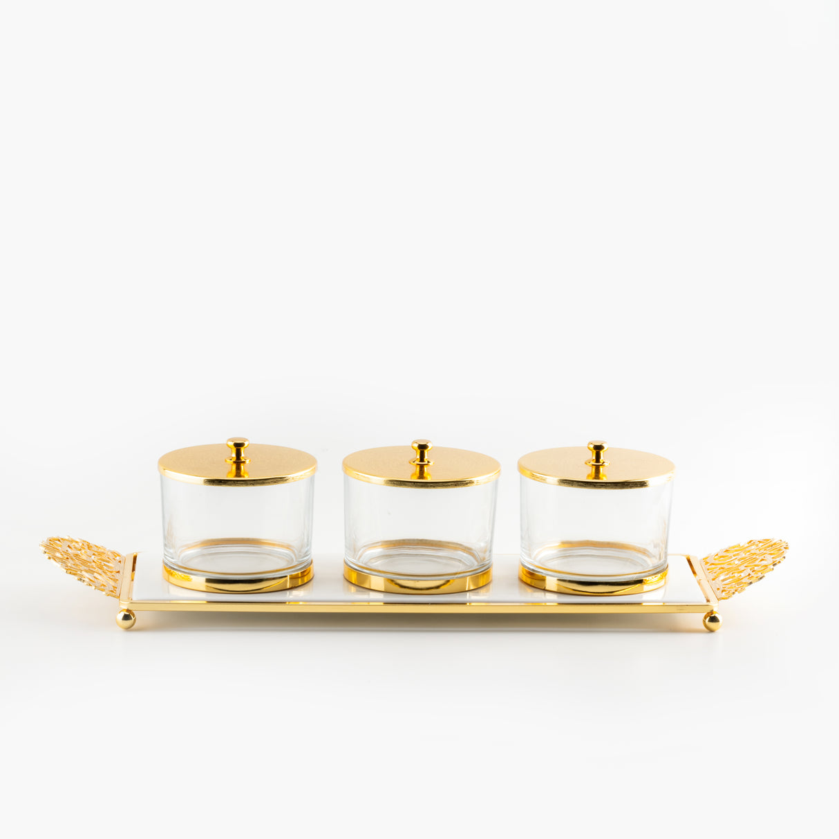 Limited Edition - Snack Serving set (3 Bowls)- White & Gold