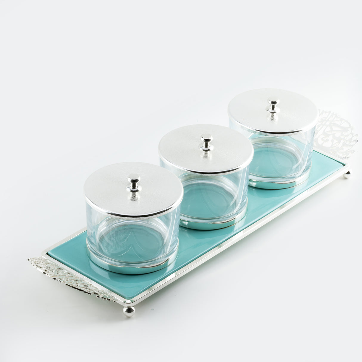 Limited Edition - Snack Serving set (3 Bowls)- Blue & Silver