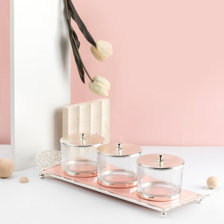 Limited Edition - Snack Serving set (3 Bowls)- Pink & Silver