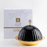 Exclusive - Large Serving Platter with Porcelain Dome- Black & Gold