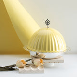 Exclusive - Large Serving Platter with Porcelain Dome- Yellow & Silver