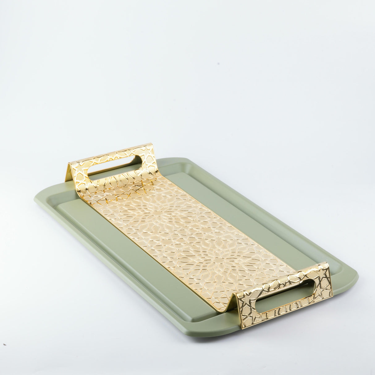 Asala - Serving Tray - Olive Green & Gold