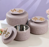 Jiwar - Food Thermos/Warm Serv (Set of 3)- Lavender & Gold