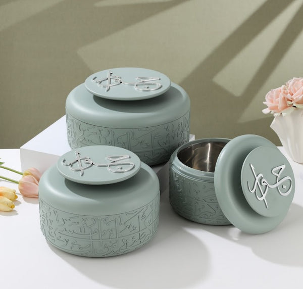 G-RAP HAMI ＆ CHERELLE FORTIERセット Jiwar - Food Thermos/Warm Serv (Set of 3)- Mint Green & Silver