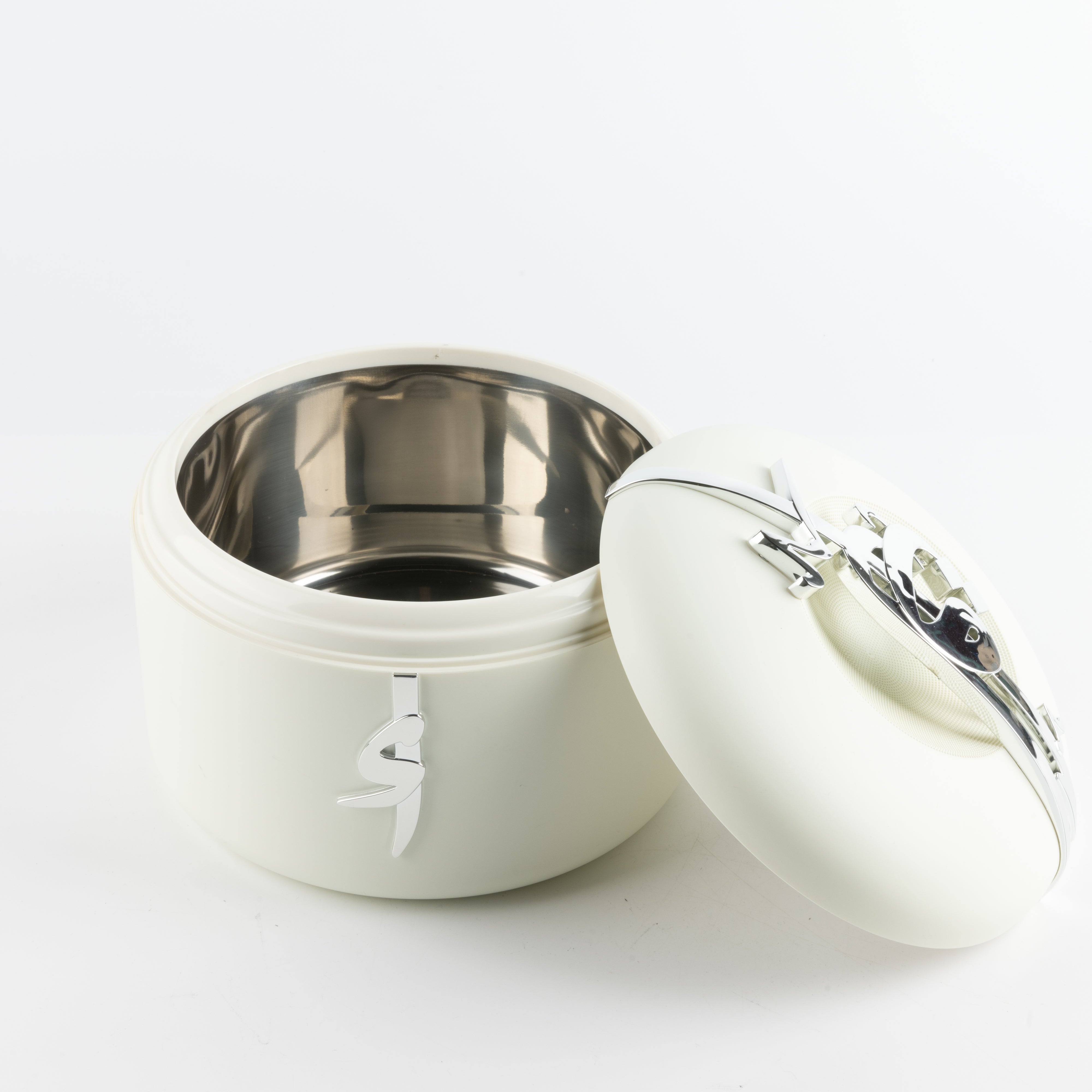 Liqa'a - Food Thermos/ Warm Serv (Set of 3) - Pearl White & Silver