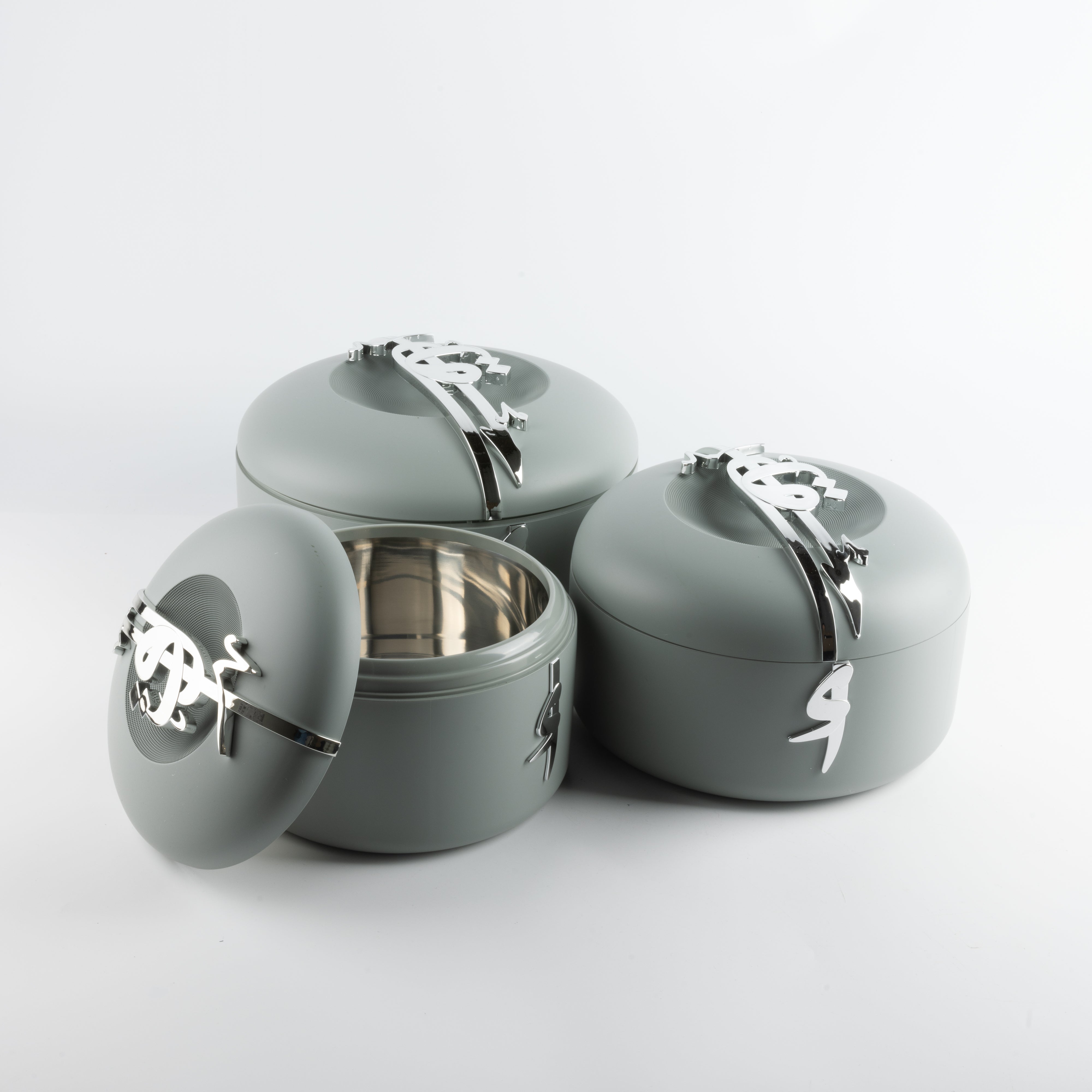 Liqa'a - Food Thermos/ Warm Serv (Set of 3) - Grey & Silver