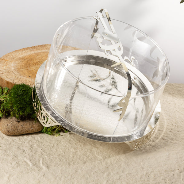 Liqa'a - Large Sleek Plate Stand - Silver