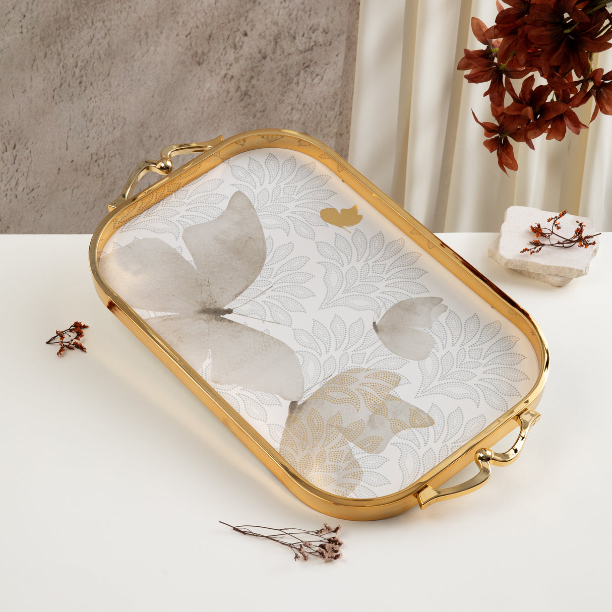 Veloura - Serving Tray - Brown & Gold
