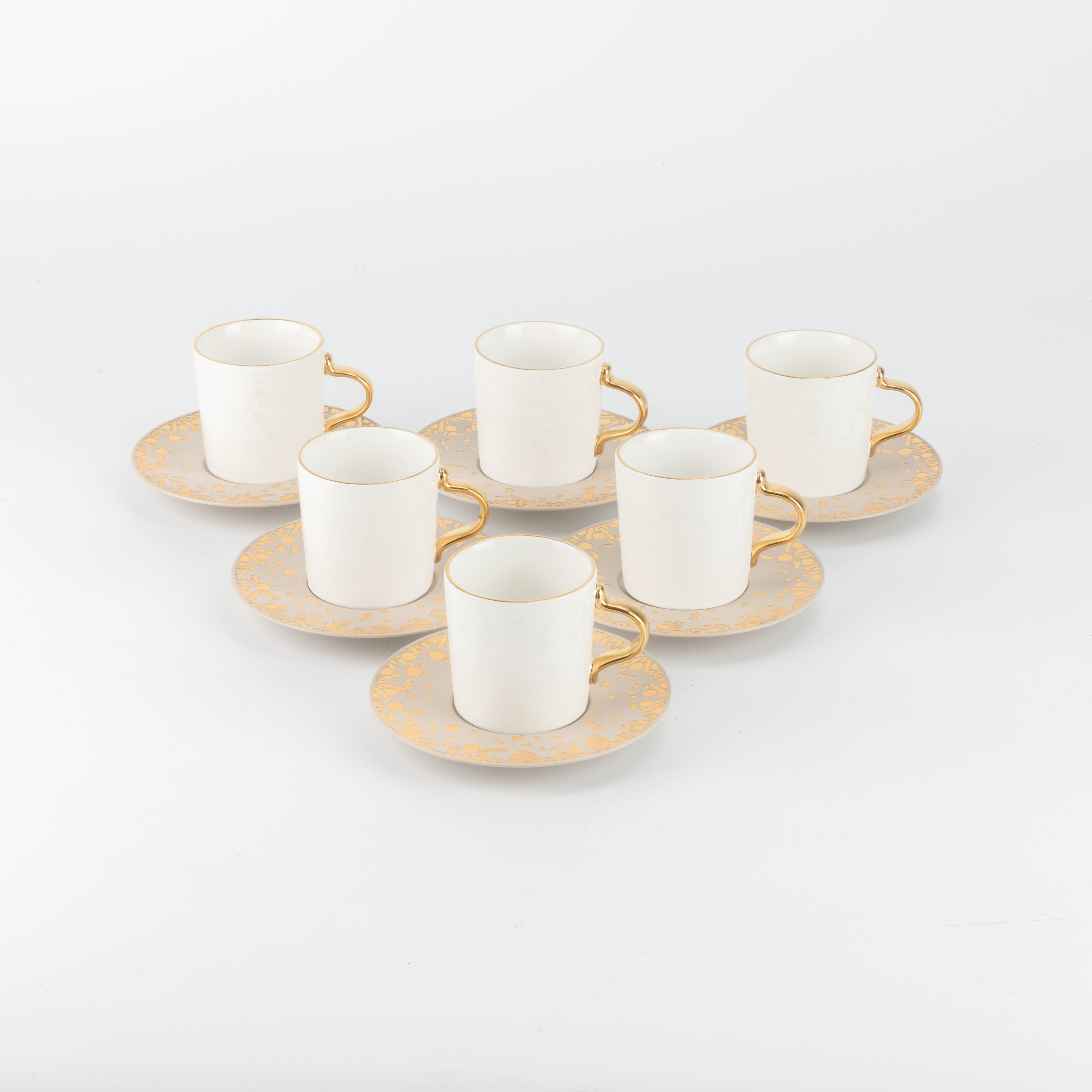 Nourhan - Espresso/Turkish Coffee Set (12-Pc) - Gold & Beige