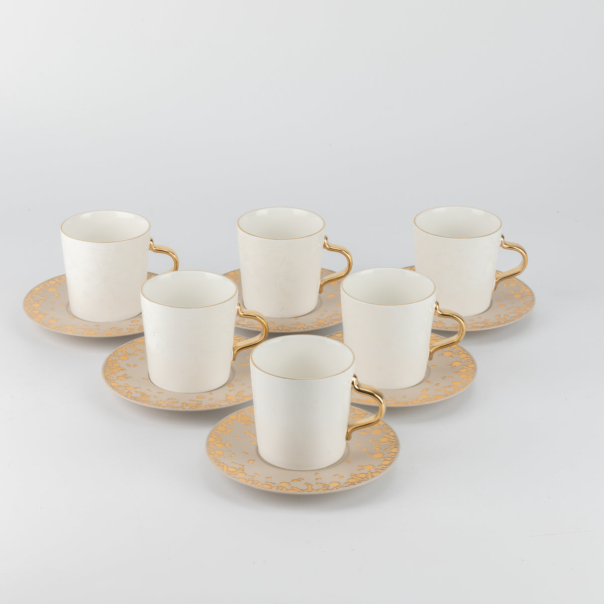 Nourhan - Cappuccino Set (12-Pc) - Gold & Beige