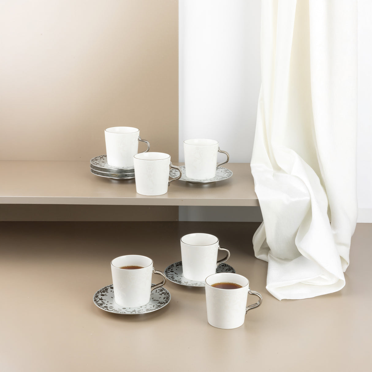 Nourhan - Cappuccino Set (12-Pc) - Silver