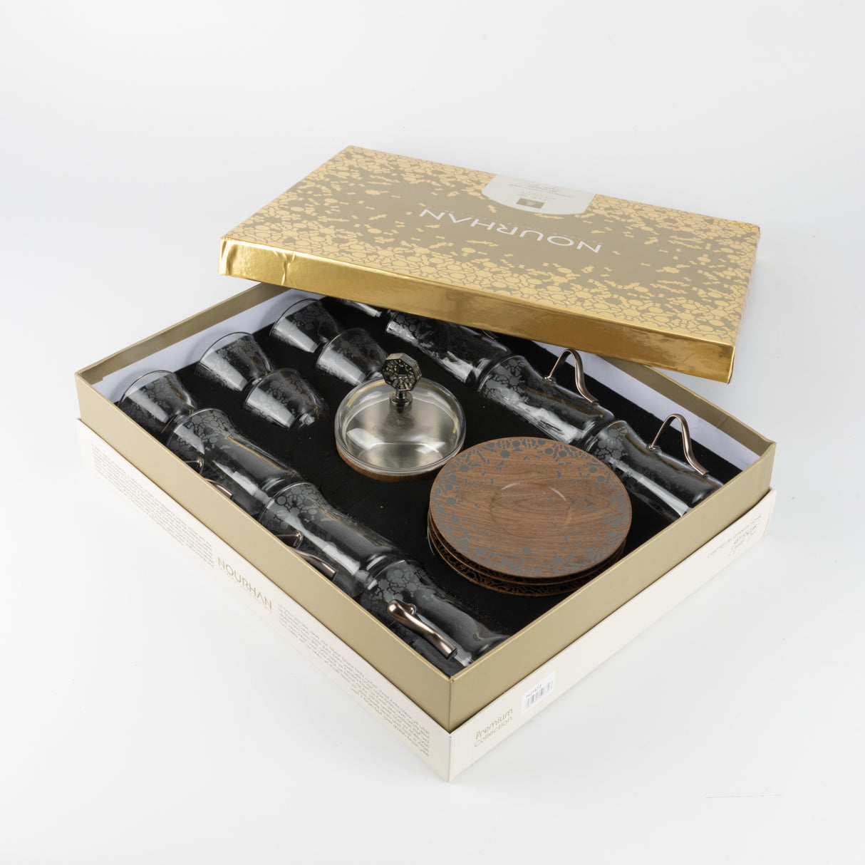 Nourhan -  Tea Set (19-Pc) - Black Walnut