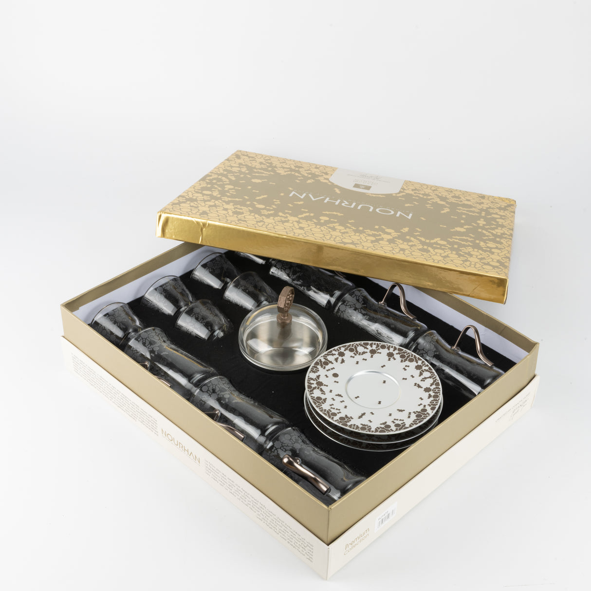 Nourhan -  Tea Set (19-Pc) - Bronze & Silver