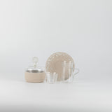 Nourhan -  Tea Set (19-Pc) - Beige & Silver