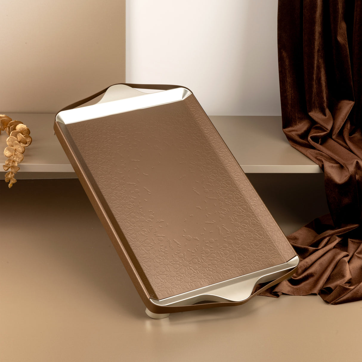 Nourhan- Serving Tray - Bronze & Silver