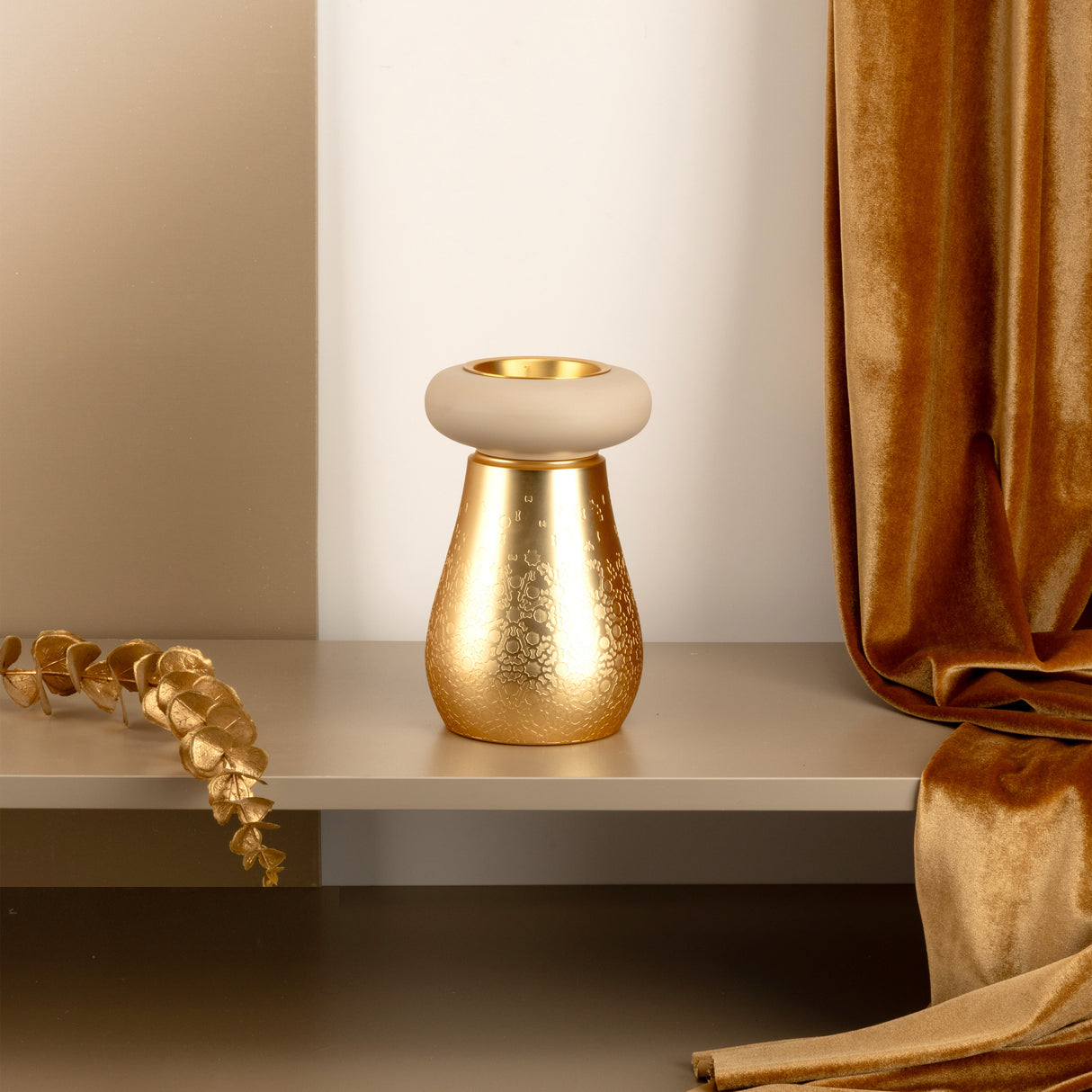 Nourhan - Incense Burner - Gold & Beige