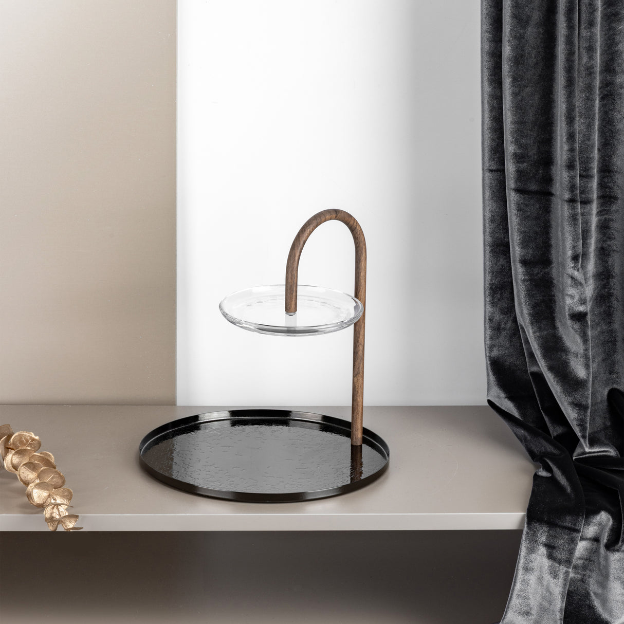 Nourhan - 2 Tier Plate - Black Walnut