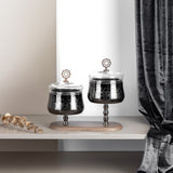 Nourhan - Dual Bowl Serving Set - Black Walnut