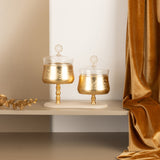 Nourhan - Dual Bowl Serving Set - Gold & Beige