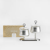 Nourhan - Dual Bowl Serving Set - Silver