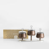 Nourhan - Triple Bowl Serving Set - Bronze & Silver