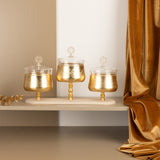 Nourhan - Triple Bowl Serving Set - Gold & Beige