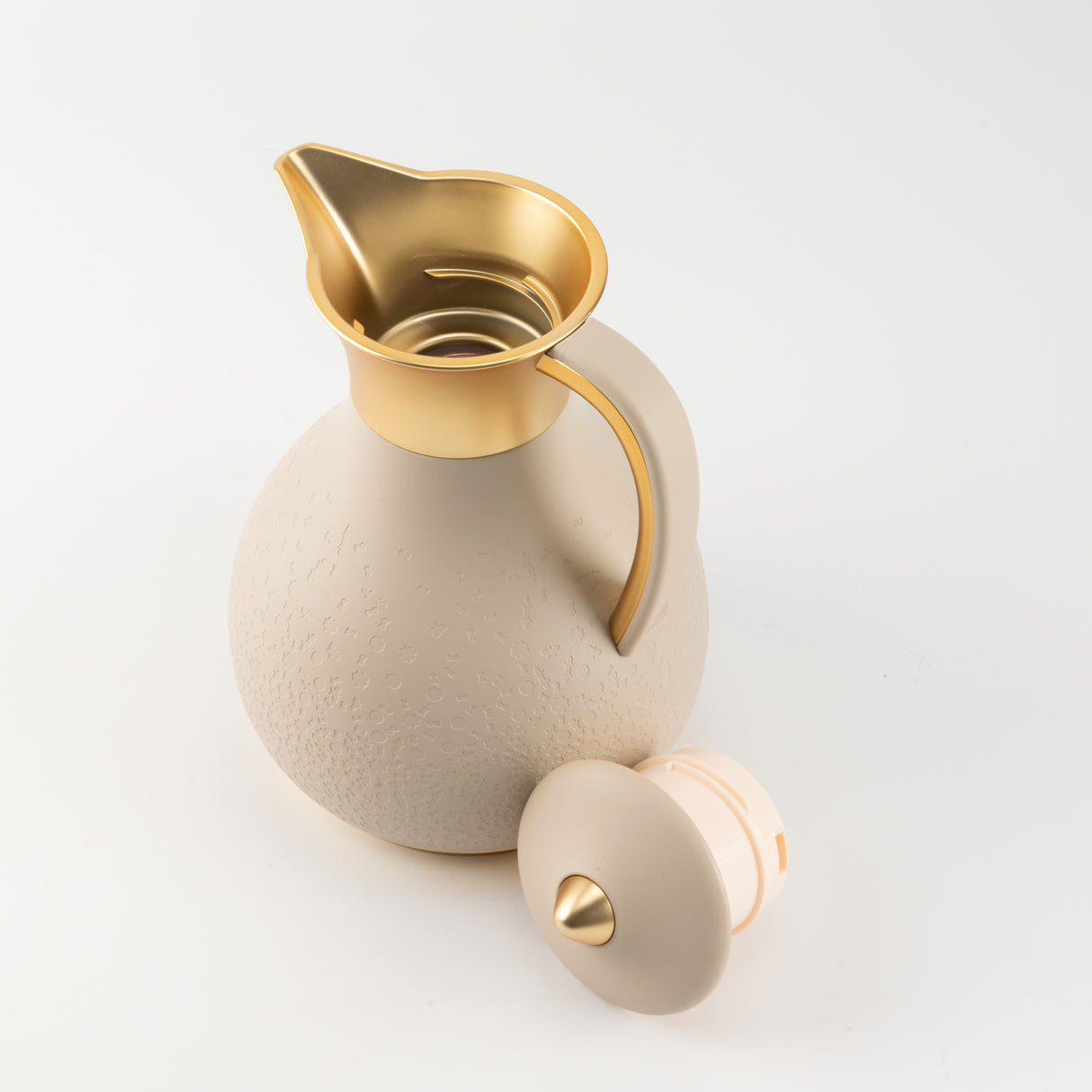 Nourhan - Vacuum Flask/Thermos - Beige & Matt Gold