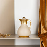 Nourhan - Vacuum Flask/Thermos - Beige & Matt Gold