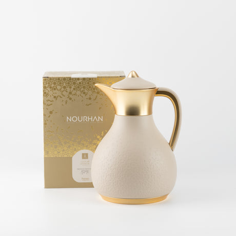 Nourhan - Vacuum Flask/Thermos - Beige & Matt Gold