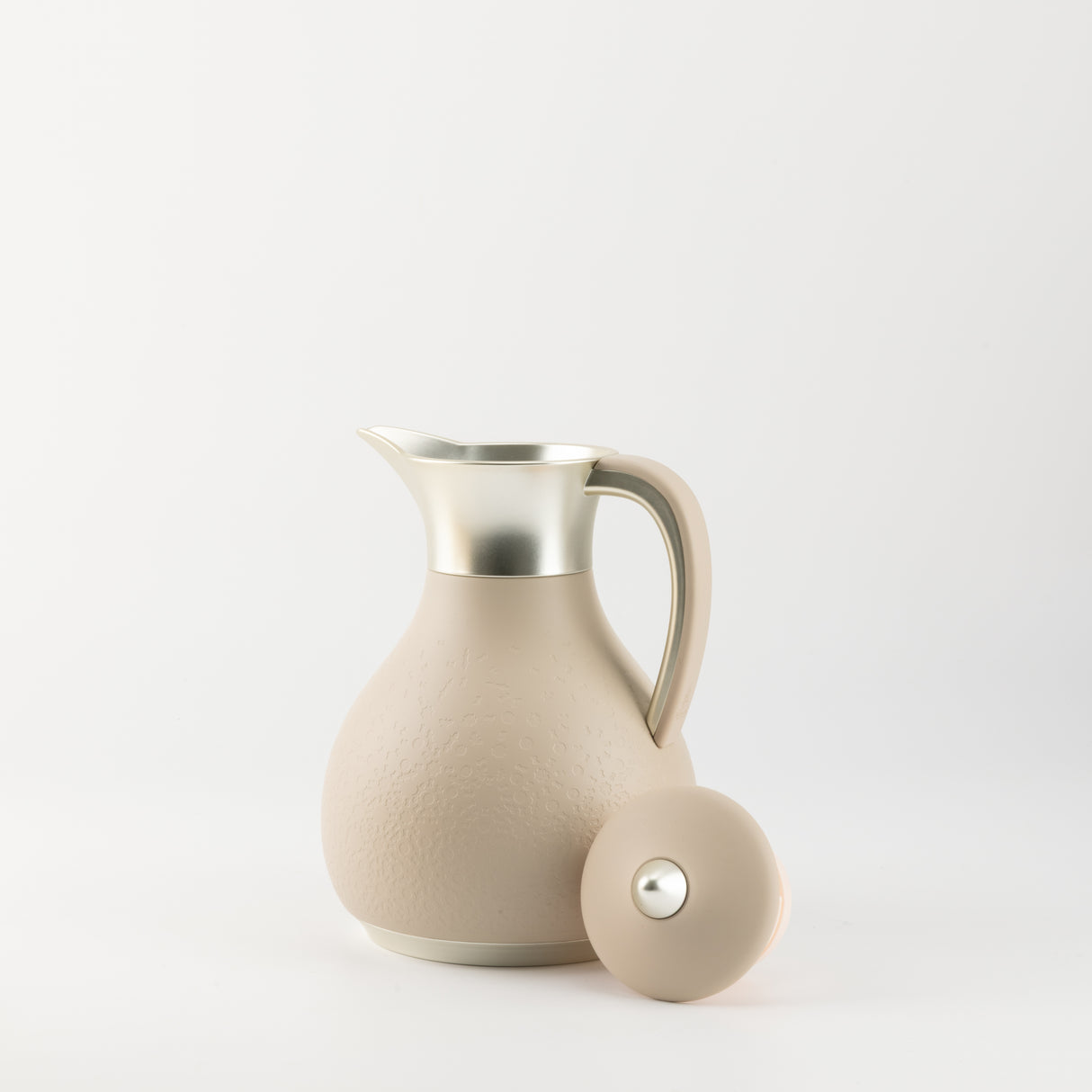 Nourhan - Vacuum Flask/Thermos - Beige & Matt Silver