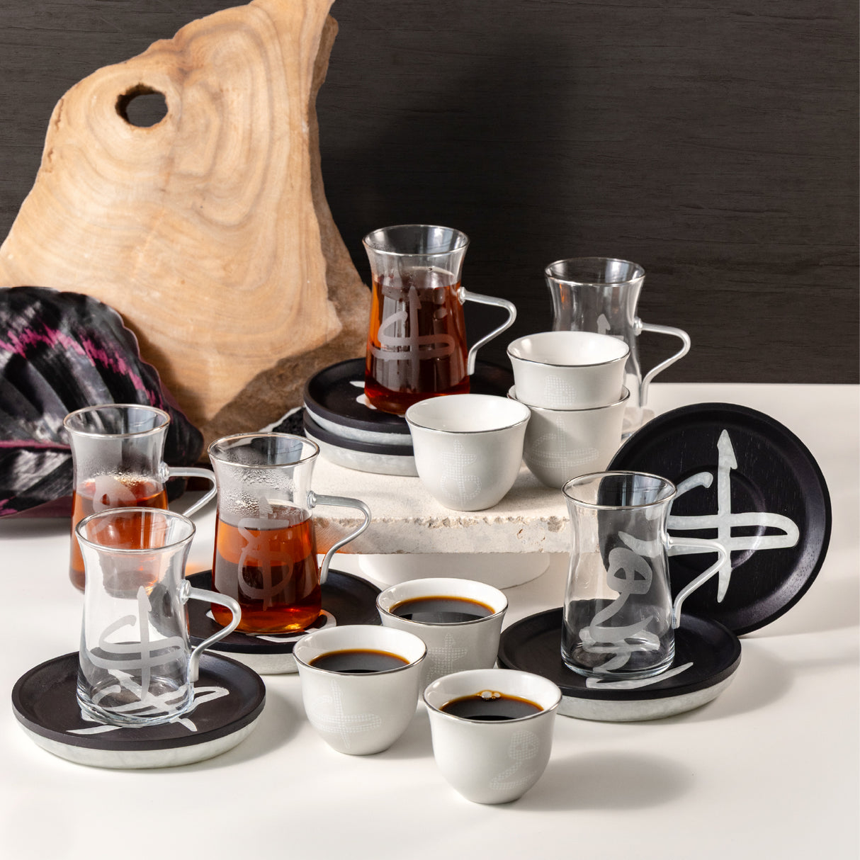 Sidrah - Tea Set (18-Pc) - Midnight Silver