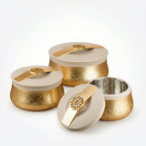 Nourhan - Food Thermos/ Warm Serv (Set of 3) - Gold & Beige
