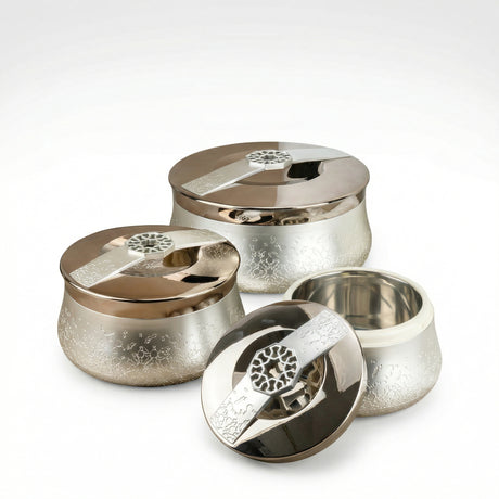 Nourhan - Food Thermos/ Warm Serv (Set of 3) - Silver