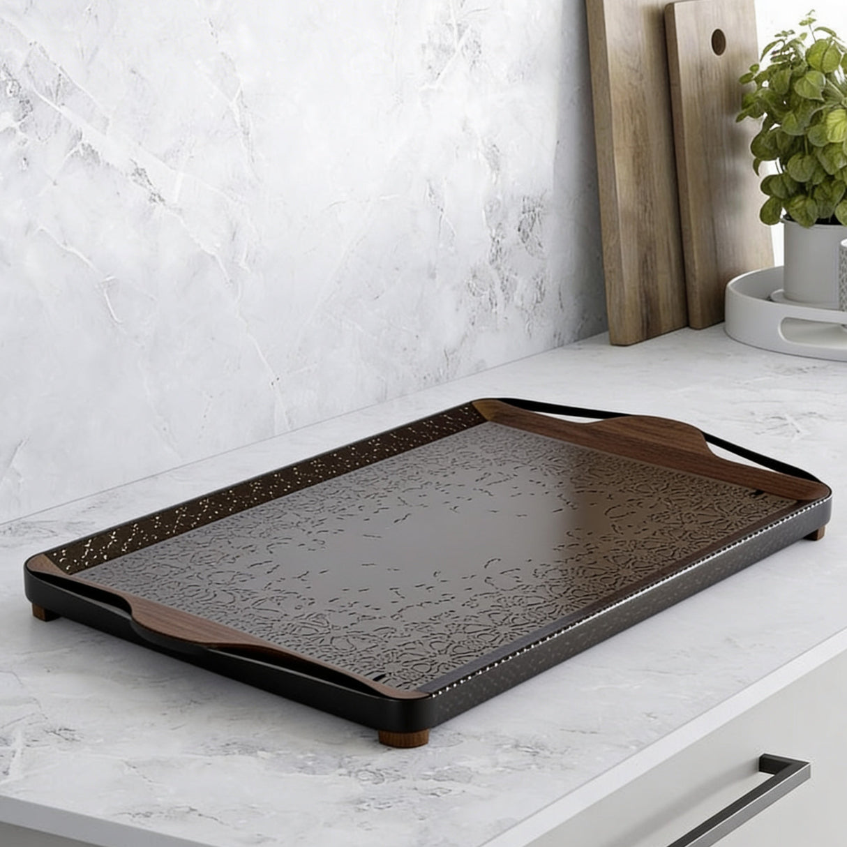 Nourhan- Serving Tray - Back walnut