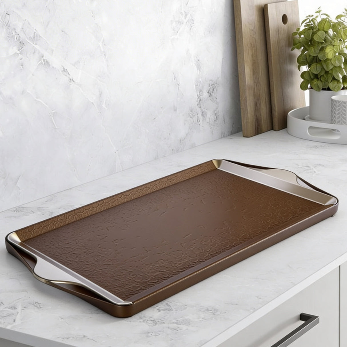 Nourhan- Serving Tray - Bronze & Silver