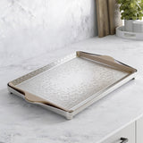 Nourhan- Serving Tray - Matt silver & beige