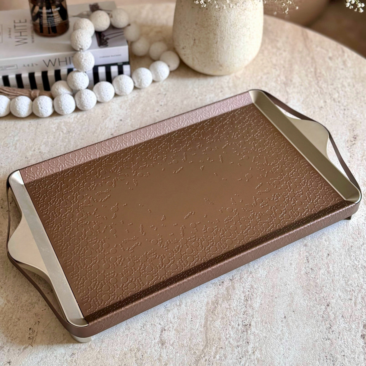 Nourhan- Serving Tray - Bronze & Silver