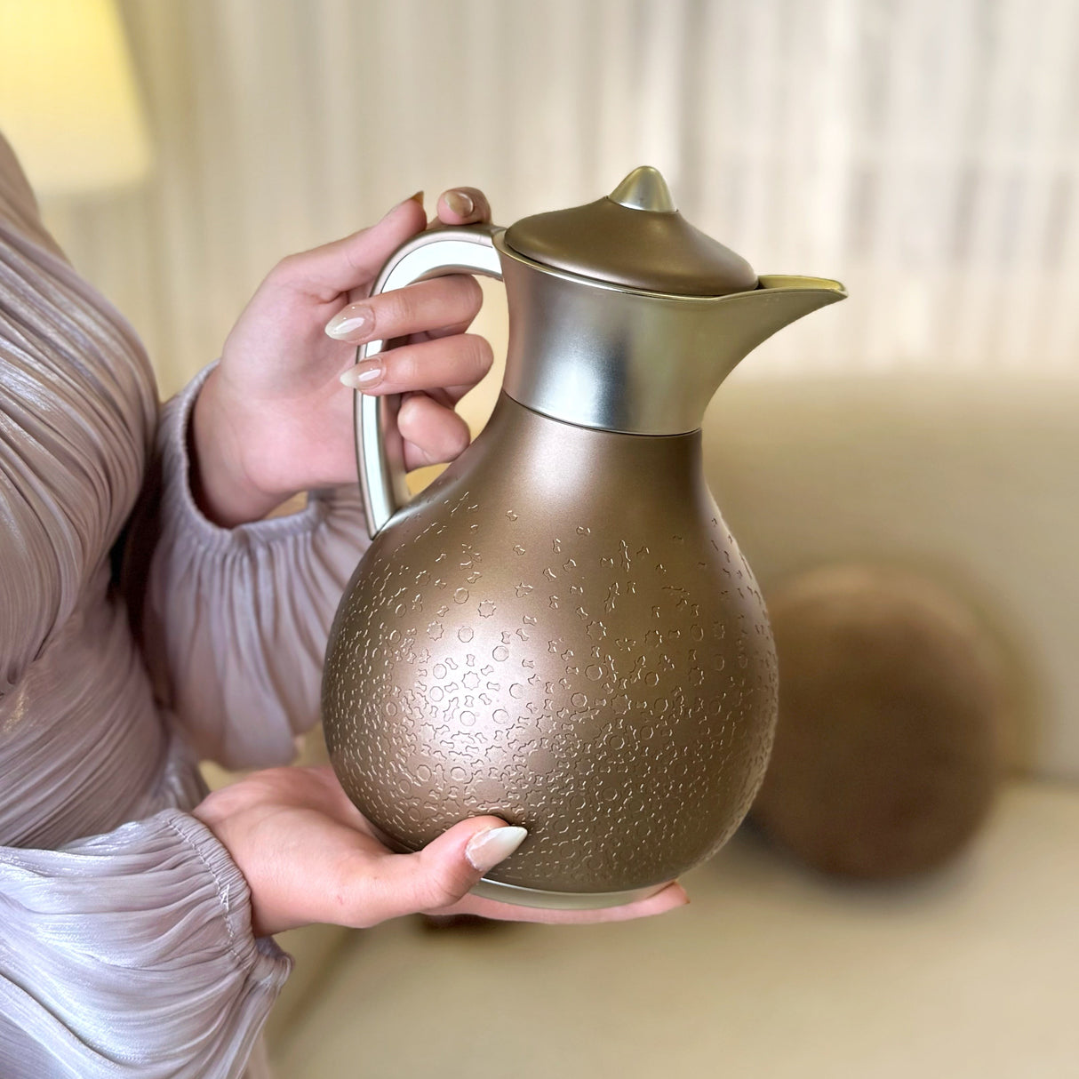 Nourhan - Vacuum Flask/Thermos - Bronze & Silver