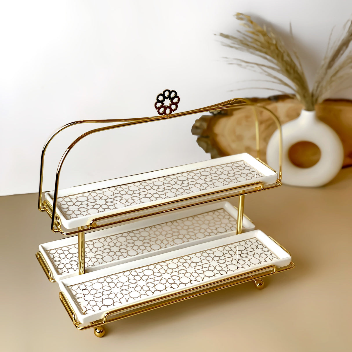 Limited Edition - Serving Tiered Platter - White & Gold