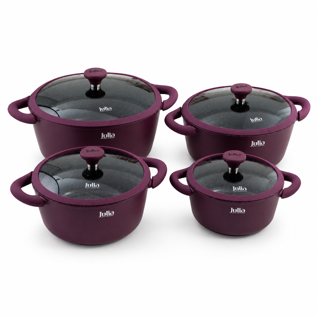 Julia Elite Velvet Berry 8-Piece Nonstick Cookware Set – Velvet Berry